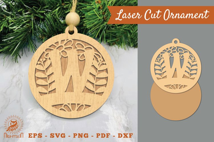 Letter W Laser Cut Ornament SVG example image 1