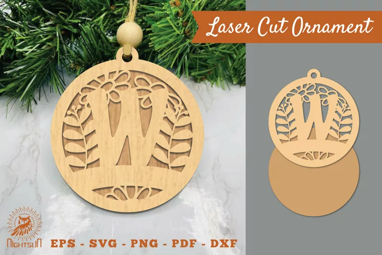 Letter W Laser Cut Ornament SVG