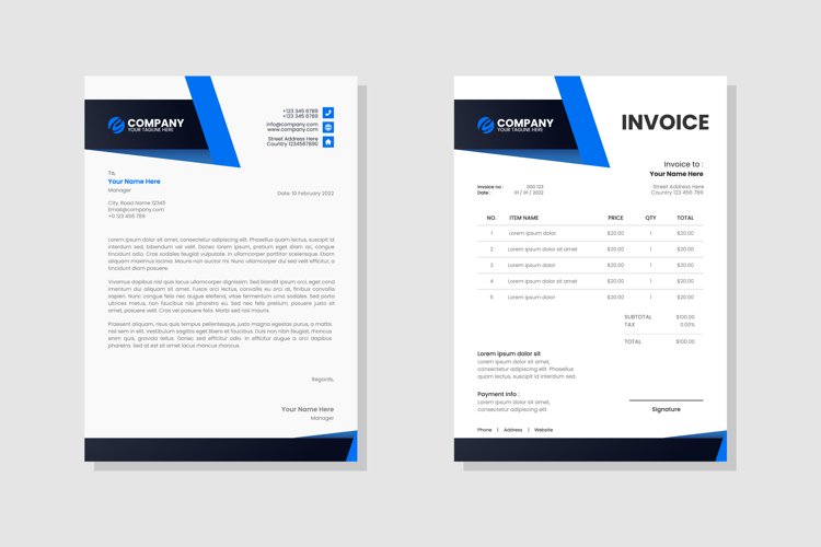 Letterhead & Invoice Corporate Template Vol.22 example image 1