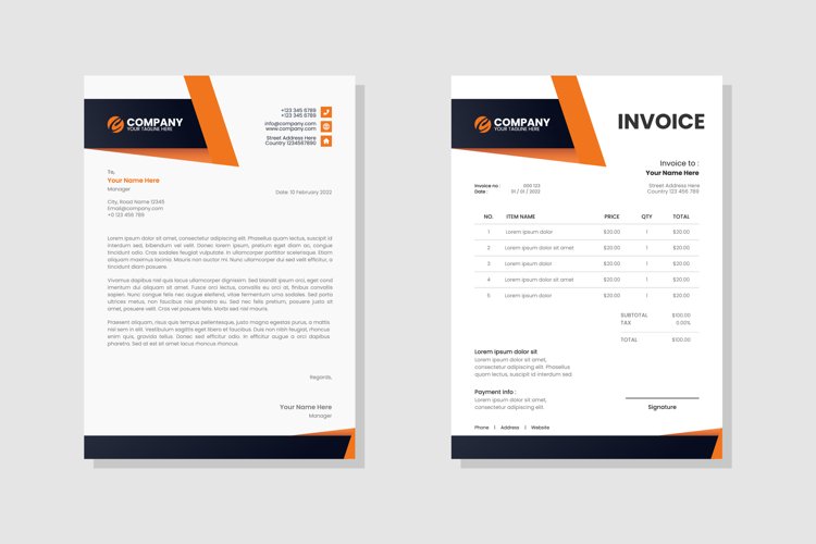 Letterhead & Invoice Corporate Template Vol.24 example image 1