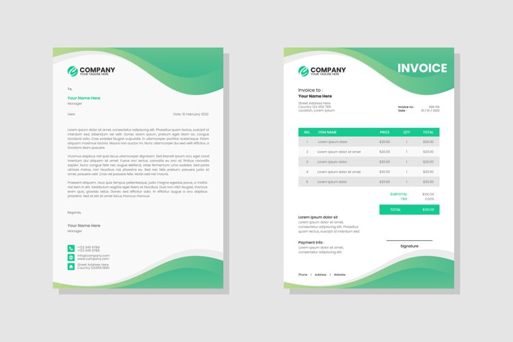 Letterhead & Invoice Corporate Template Vol.36 example image 1