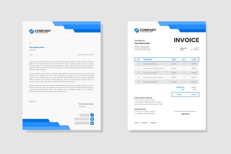 Letterhead & Invoice Corporate Template Vol.70 example image 1