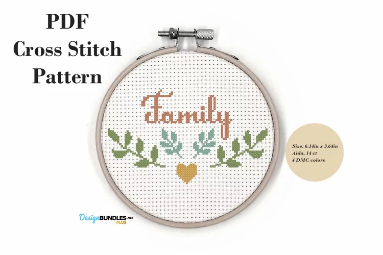 Lettering Family Cross Stitch Pattern PDF File