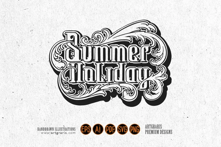 Lettering summer holiday typeface luxury classic floral