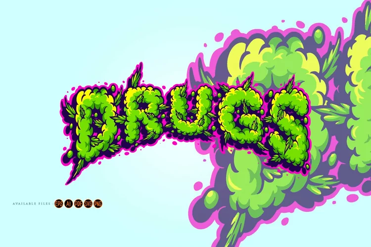 Lettering words drugs smoke effect svg