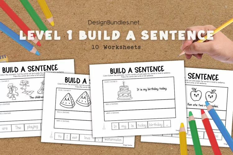 Level 1 Build a Sentence Educational Worksheets