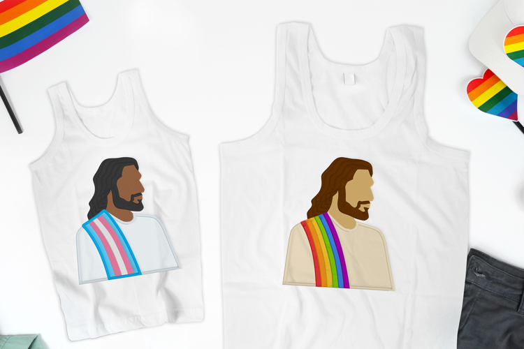 LGBT-Affirming Minimalist Jesus Applique Embroidery File Duo