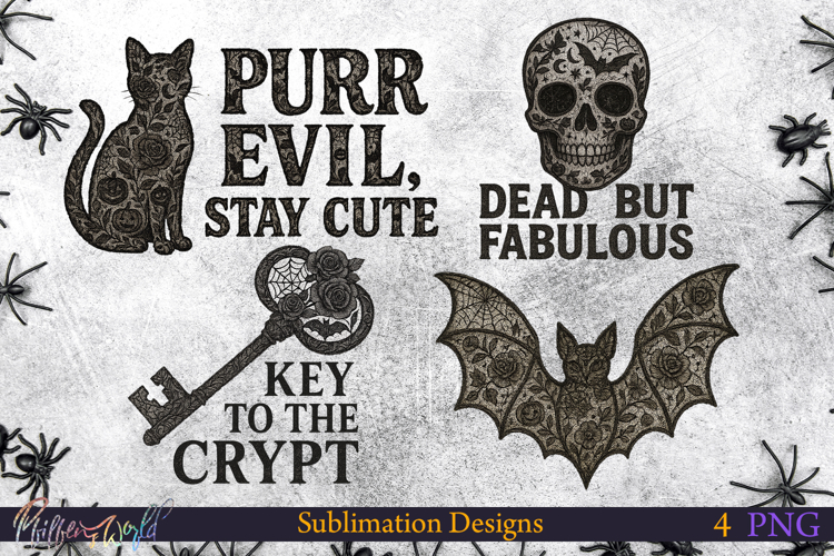 Lace Halloween Sublimation Designs | Quotes