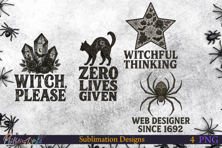 Lace Halloween Sublimation Designs | witch please