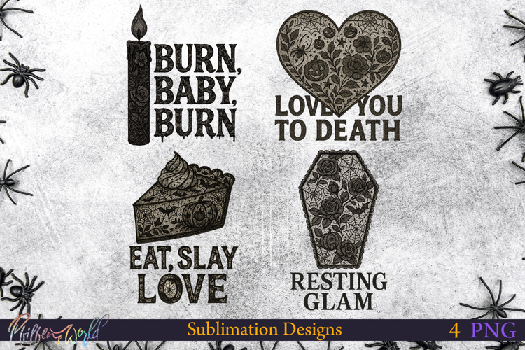 Lace Halloween Sublimation Designs | love you to death