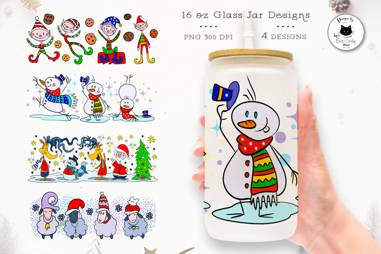 Christmas Libbey Glass PNG | 16 Oz Glass Can Wrap Designs