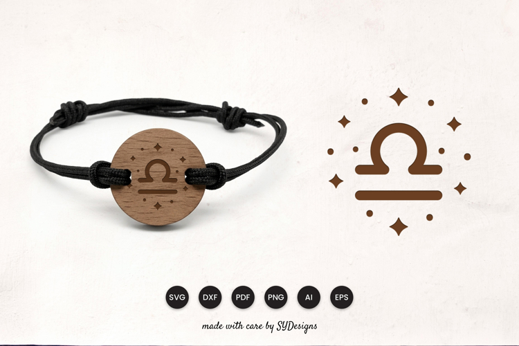 Libra Bracelet Laser Cut SVG - Wooden Zodiac Laser Cut