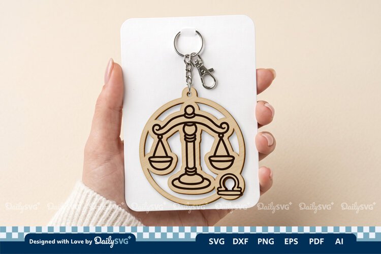 Cute Zodiac Keychain SVG | Libra Astrology Design example image 1