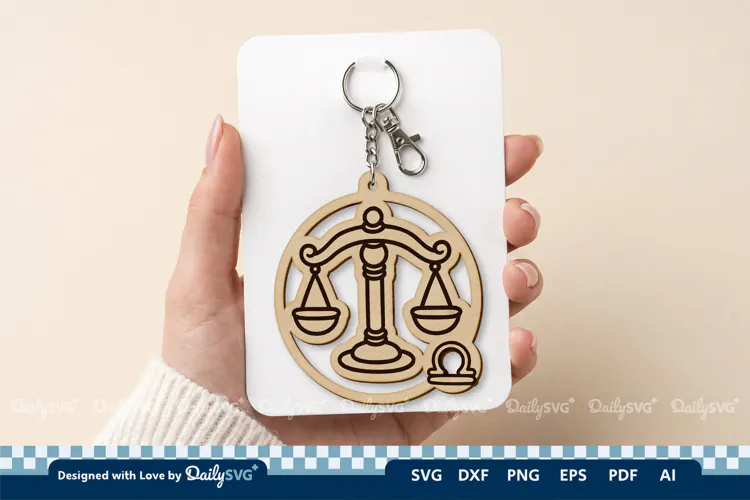 Cute Zodiac Keychain SVG | Libra Astrology Design