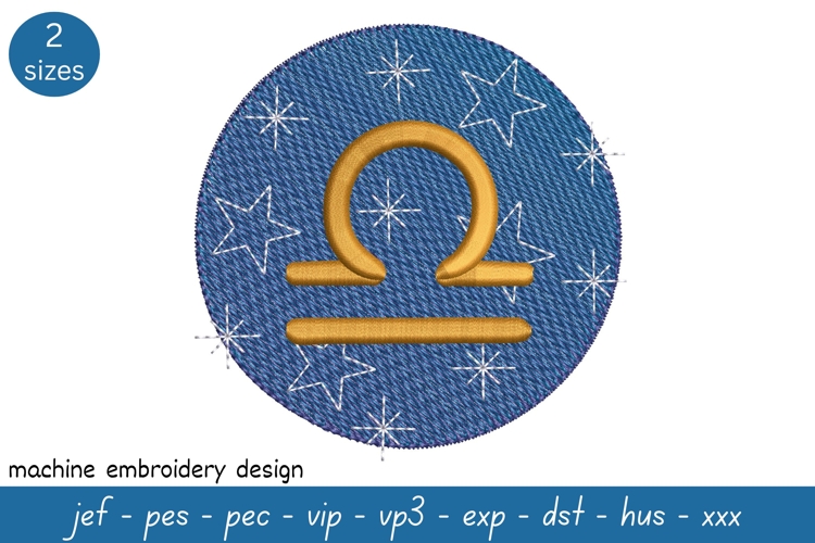 Libra Embroidery Design - Astrological Embroidery Pattern