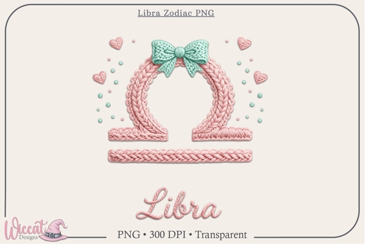 Libra Zodiac PNG, Cozy Faux Knit Astrology Clipart,