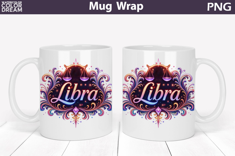 Libra Zodiac Mug Wrap | Astrology Cup Sublimation