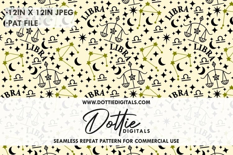 Libra Repeat Seamless Pattern - Digital Paper, JPG, Pat file