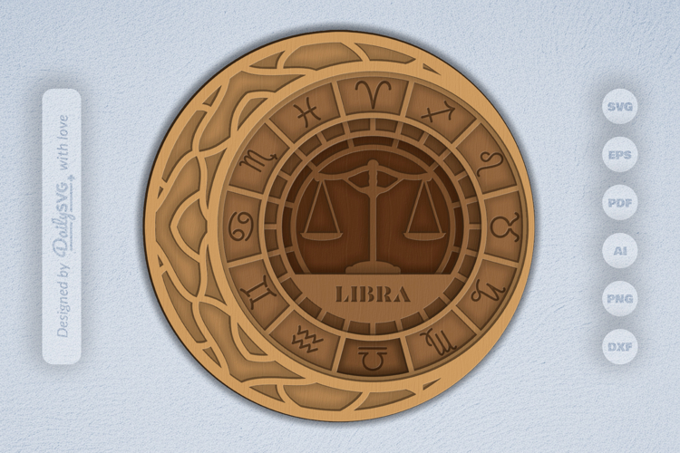 Libra Zodiac Layered Laser Cut