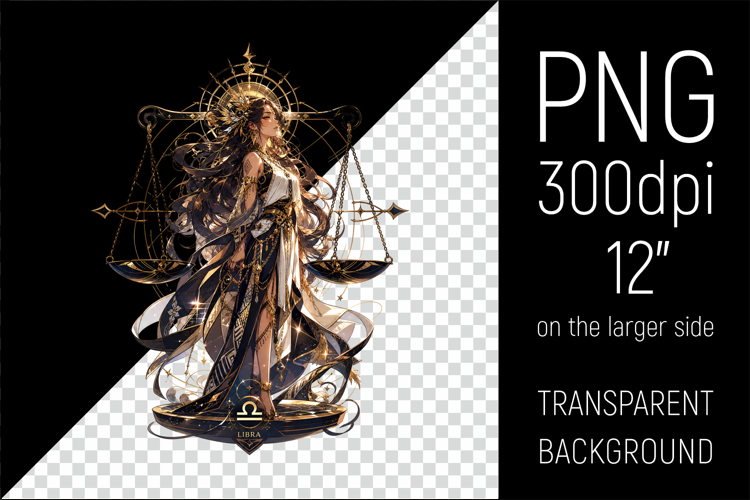 Libra Zodiac Sign Clipart | Mystical Horoscope Illustr