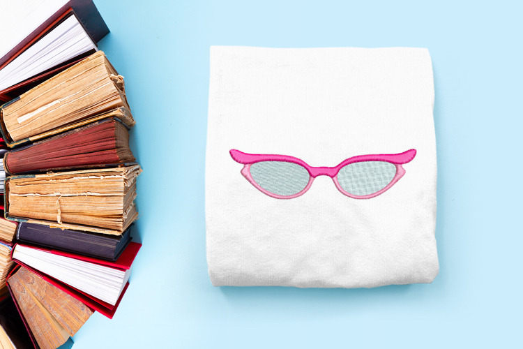 Vintage Librarian Glasses Embroidery File