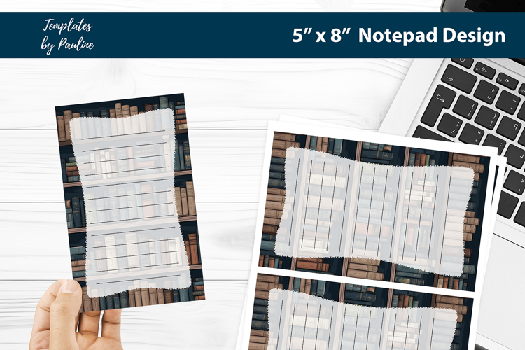 Library book printable notepad template, Digital memo pad