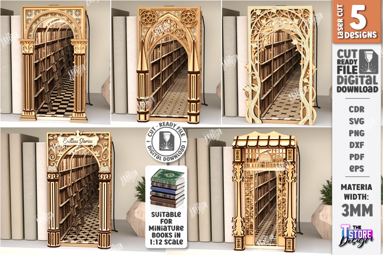 Library Booknook with Infinity Mirror Laser Cut Bundle | CNC