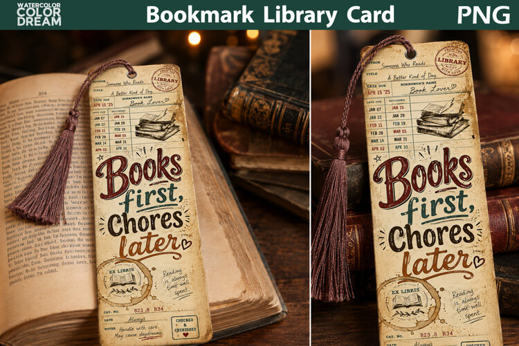 Vintage Library Bookmark | Book Lover Printable example image 1
