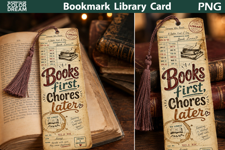 Vintage Library Bookmark | Book Lover Printable