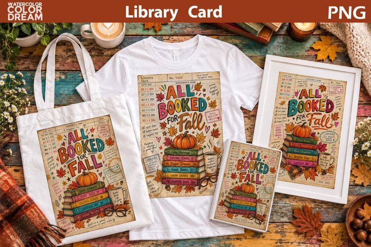 Retro Library Card Sublimation | Fall Book Quotes example image 1