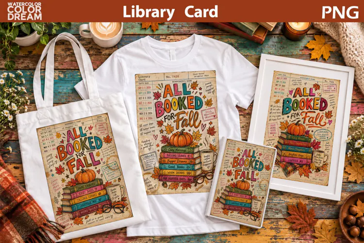 Retro Library Card Sublimation | Fall Book Quotes
