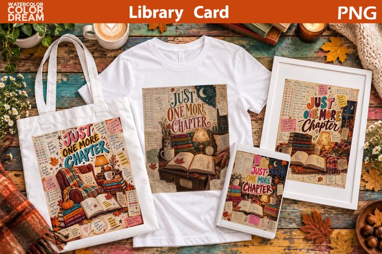 Library Card Quote Art | Book Lover Sublimation Print example image 1