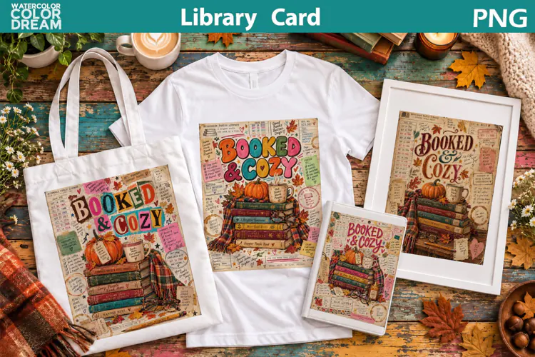 Booked and Cozy Library Card | Fall Sublimation