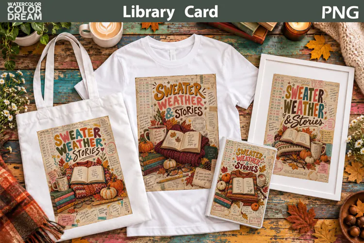 Retro Library Card Sublimation | Fall Book Quotes