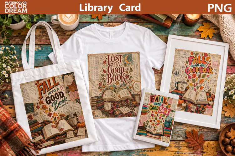 Retro Library Card Sublimation | Fall Book Quotes