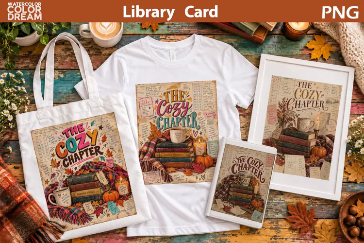 Vintage Library Card Sublimation | Fall Book Quotes