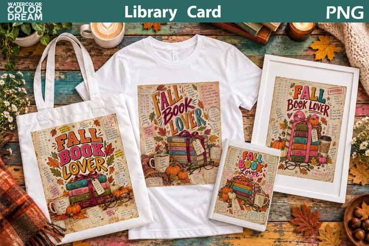 Library Card Sublimation | Fall Book Quotes example image 1