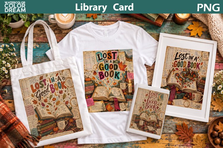 Library Card Sublimation | Fall Book Quotes example image 1