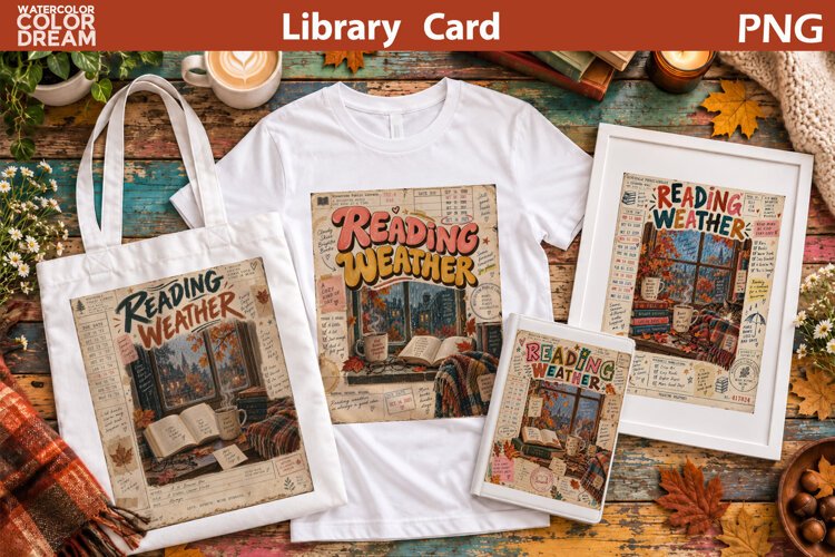 Library Card Sublimation | Fall Book Quotes example image 1