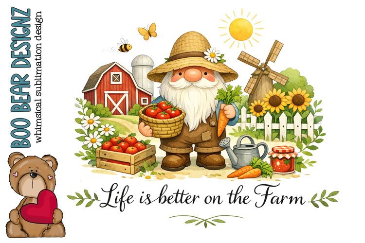 Life is Better on the Farm, Gnome Clipart