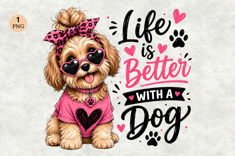 Life Is Better With a Dog PNG