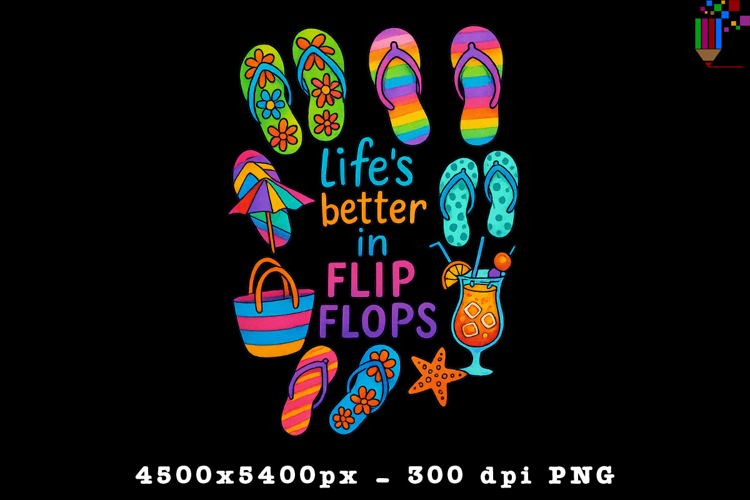Lifes Better In Flip Flops PNG Design