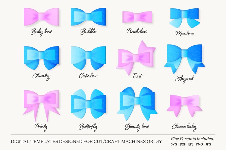 Hair Bow Bundle SVG, Hair Bows Template, Cricut (1998023)