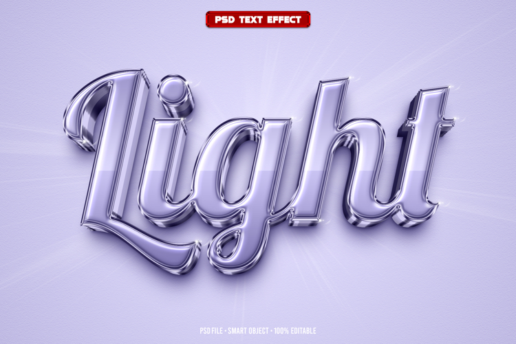 Light 3D editable text effect
