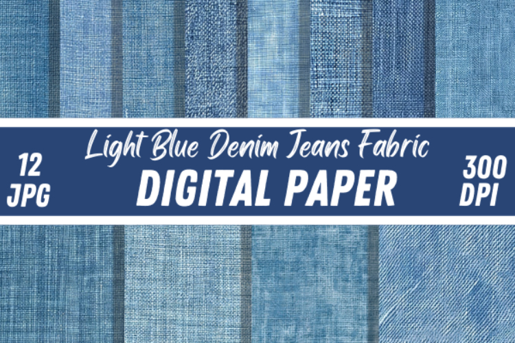 Light Blue Denim Texture Digital Paper Pack