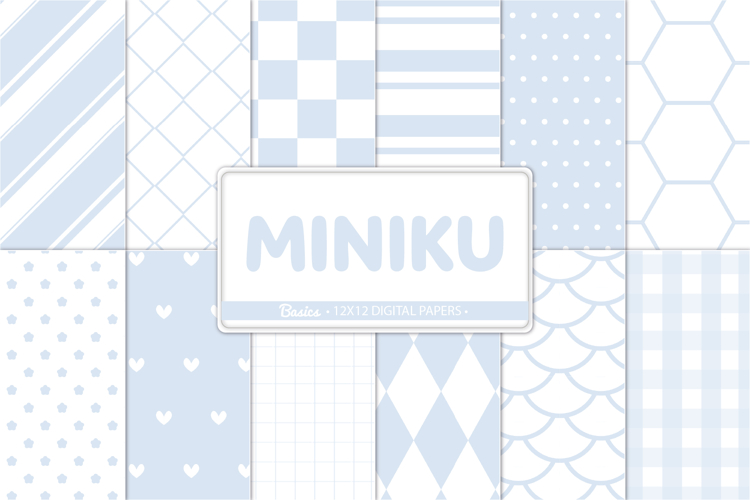 Light Blue Digital Paper Pack, 12 Basic Backgrounds