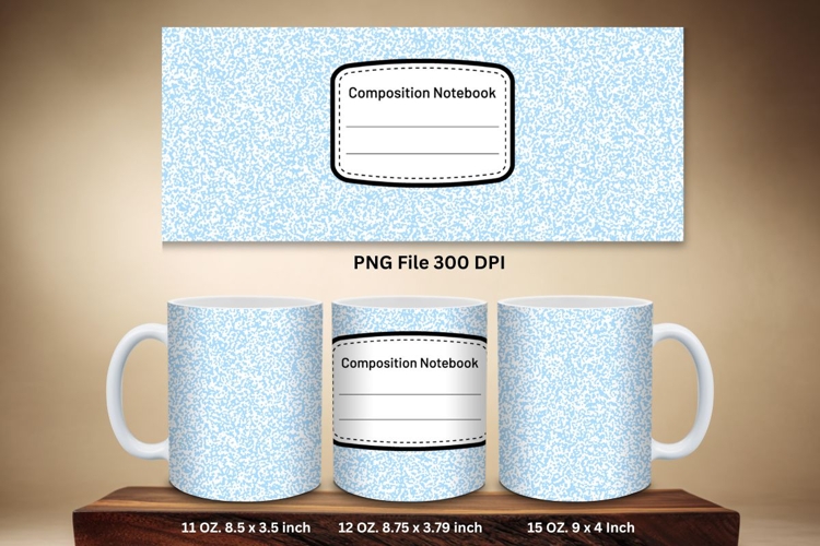 11oz & 15oz Mug Composition Book Design Teacher School Theme