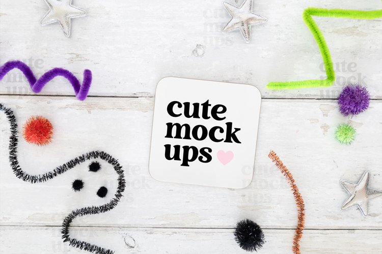 Coaster Mock Up | Cute Halloween Mock Up