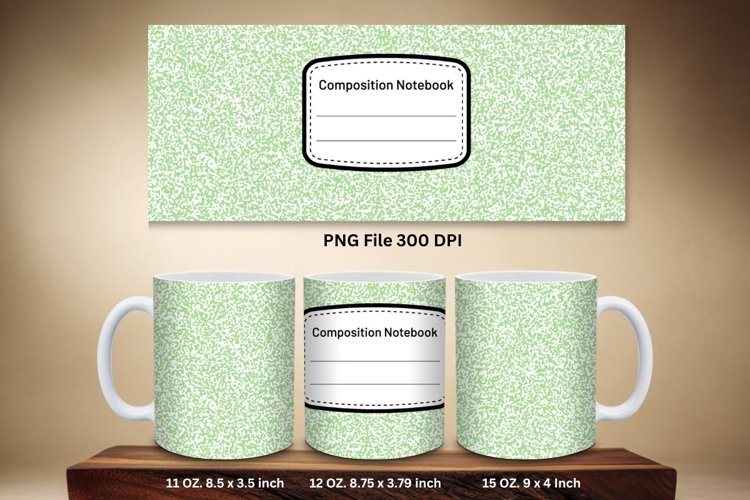 11oz & 15oz Mug Composition Book Design Teacher School Theme