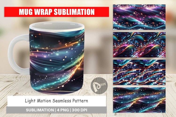 Mug Wrap Design Light Motion Pattern